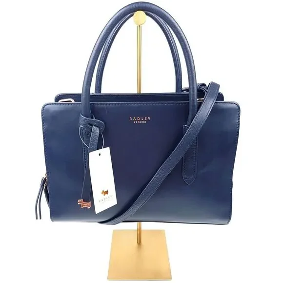 NWT RADLEY London Arlington Court Navy Blue Satchel Crossbody Bag Quiet Luxury - Picture 1 of 16
